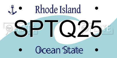 SPTQ25 Rhode Island License Plate