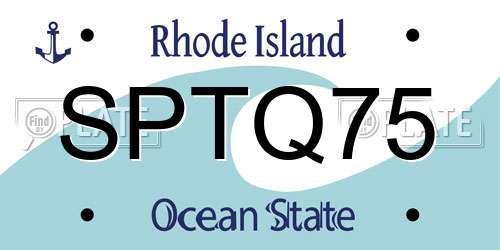 SPTQ75 Rhode Island License Plate