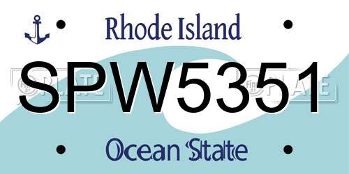 SPW5351 Rhode Island License Plate