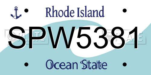 SPW5381 Rhode Island License Plate