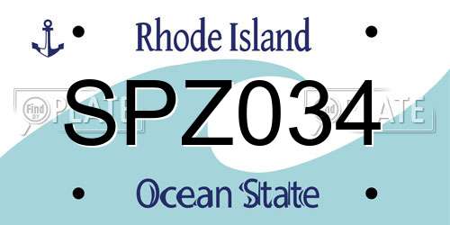 SPZ034 Rhode Island License Plate