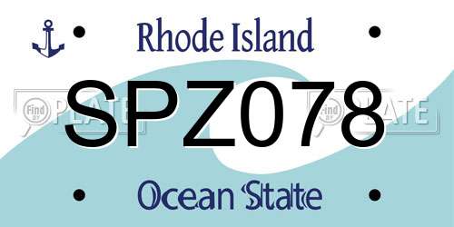 SPZ078 Rhode Island License Plate
