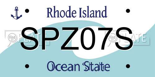 SPZ07S Rhode Island License Plate