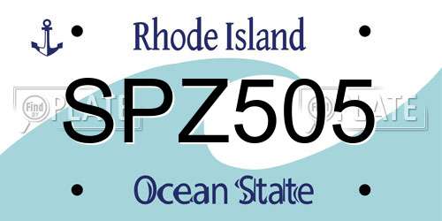 SPZ505 Rhode Island License Plate