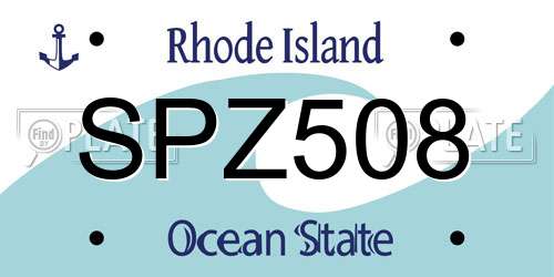 SPZ508 Rhode Island License Plate