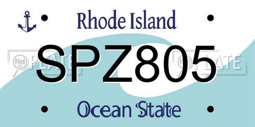 SPZ805 Rhode Island License Plate