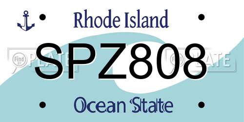 SPZ808 Rhode Island License Plate