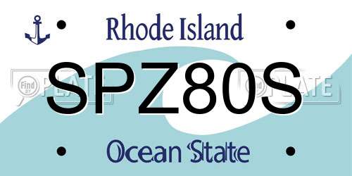 SPZ80S Rhode Island License Plate