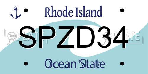 SPZD34 Rhode Island License Plate