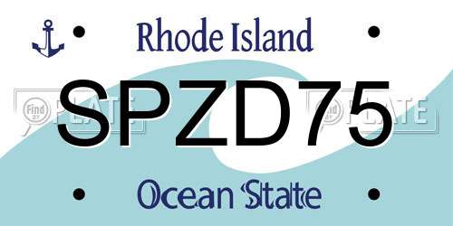 SPZD75 Rhode Island License Plate