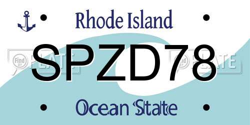 SPZD78 Rhode Island License Plate
