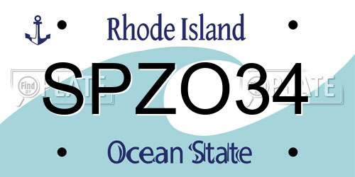 SPZO34 Rhode Island License Plate