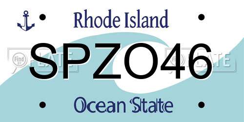 SPZO46 Rhode Island License Plate