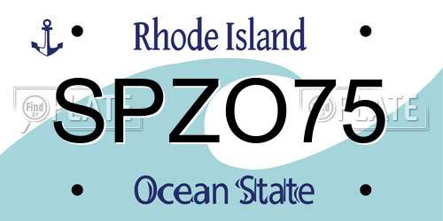 SPZO75 Rhode Island License Plate