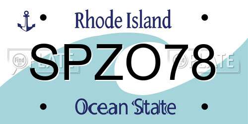 SPZO78 Rhode Island License Plate