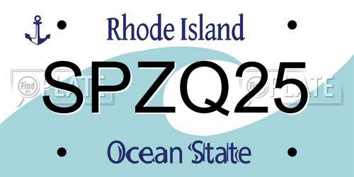 SPZQ25 Rhode Island License Plate