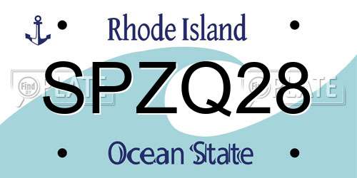 SPZQ28 Rhode Island License Plate