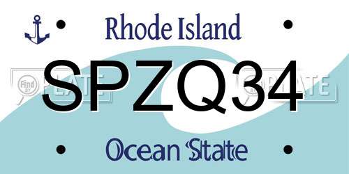 SPZQ34 Rhode Island License Plate