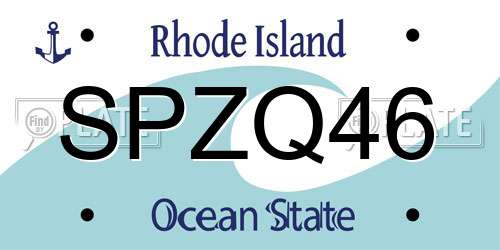SPZQ46 Rhode Island License Plate