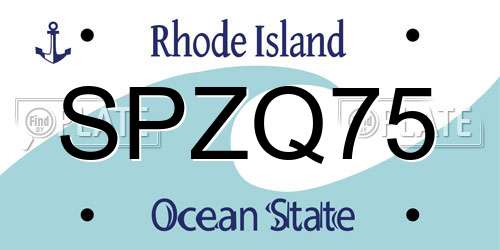 SPZQ75 Rhode Island License Plate
