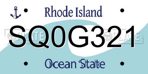 SQ0G321 Rhode Island License Plate