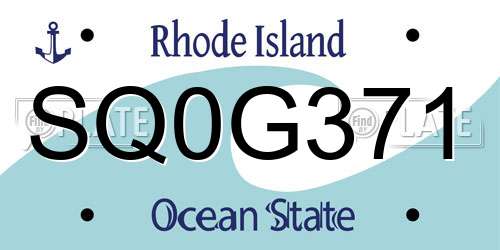 SQ0G371 Rhode Island License Plate