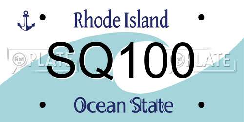SQ100 Rhode Island License Plate