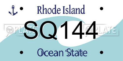 SQ144 Rhode Island License Plate
