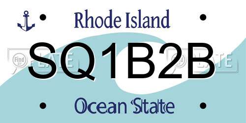 SQ1B2B Rhode Island License Plate