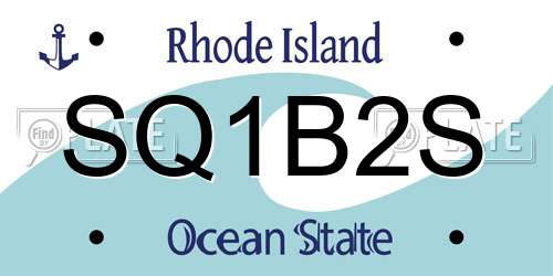 SQ1B2S Rhode Island License Plate