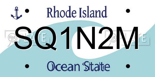 SQ1N2M Rhode Island License Plate