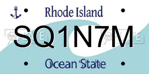 SQ1N7M Rhode Island License Plate