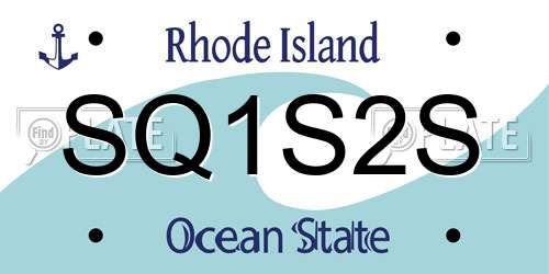 SQ1S2S Rhode Island License Plate