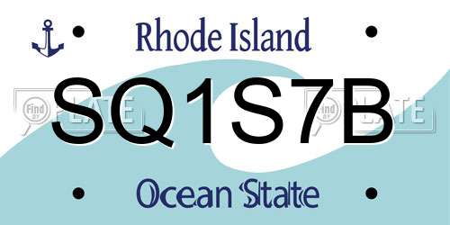 SQ1S7B Rhode Island License Plate
