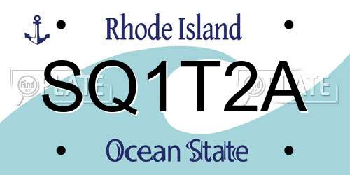 SQ1T2A Rhode Island License Plate