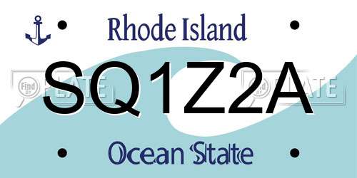 SQ1Z2A Rhode Island License Plate