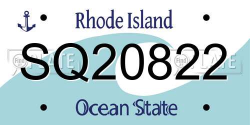 SQ20822 Rhode Island License Plate