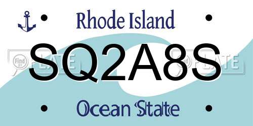SQ2A8S Rhode Island License Plate