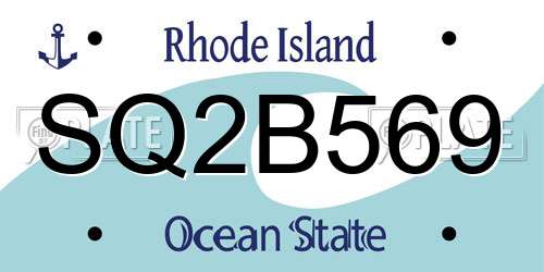 SQ2B569 Rhode Island License Plate