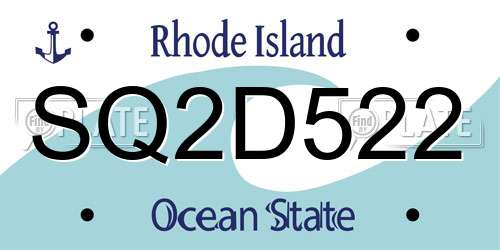 SQ2D522 Rhode Island License Plate