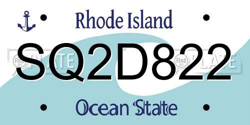 SQ2D822 Rhode Island License Plate