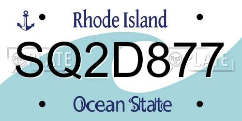SQ2D877 Rhode Island License Plate
