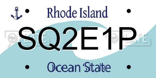 SQ2E1P Rhode Island License Plate