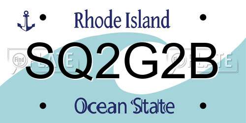 SQ2G2B Rhode Island License Plate