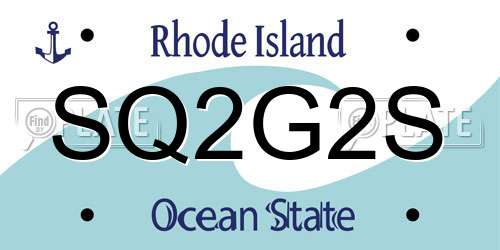 SQ2G2S Rhode Island License Plate
