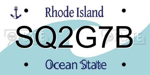 SQ2G7B Rhode Island License Plate