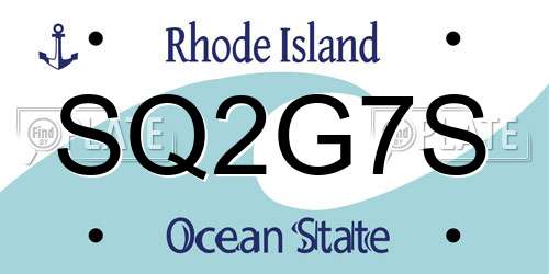 SQ2G7S Rhode Island License Plate