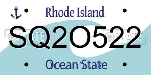 SQ2O522 Rhode Island License Plate