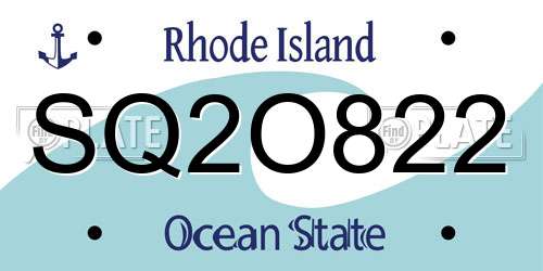 SQ2O822 Rhode Island License Plate