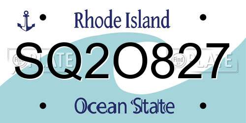 SQ2O827 Rhode Island License Plate